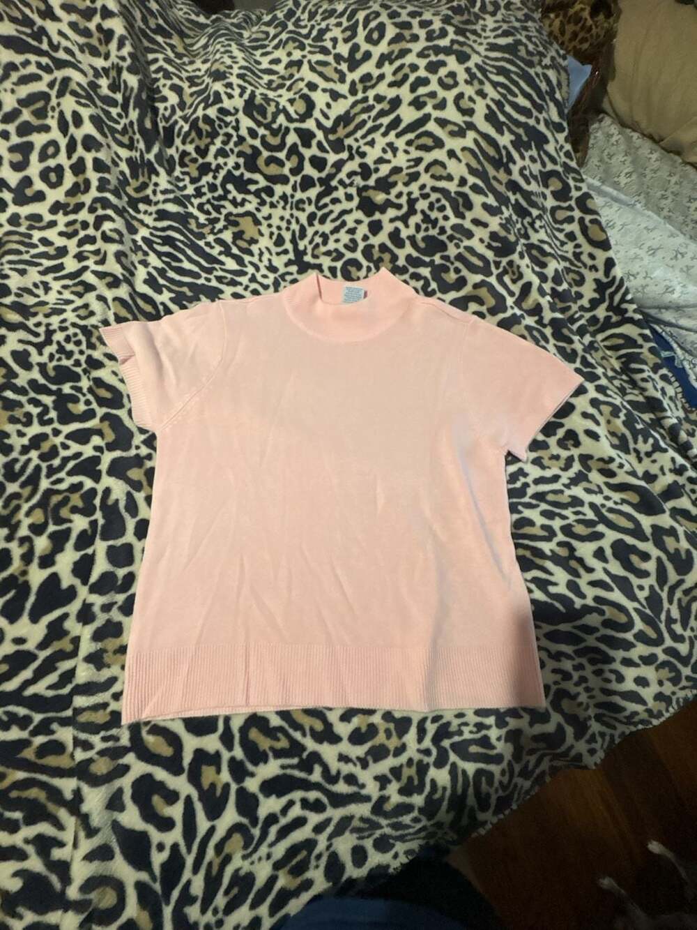 Blair Pink Short Sleeve Mock Neck Knit Sweater